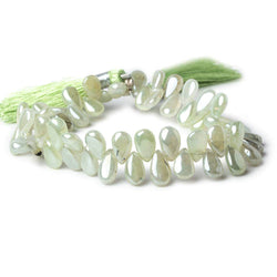 7-8mm Mystic Prehnite Plain Pear Beads 8 inch 58 beads (ONLINE ORDER ONLY)