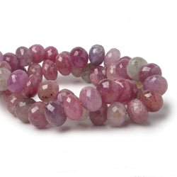 7-8mm Ruby & Fancy Sapphire faceted rondelles 8 inch 36 beads A (ONLINE ORDER ONLY)