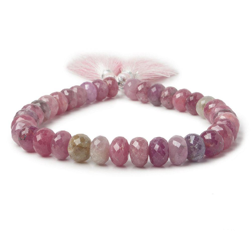 7-8mm Ruby & Fancy Sapphire faceted rondelles 8 inch 36 beads A (ONLINE ORDER ONLY)