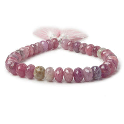 7-8mm Ruby & Fancy Sapphire faceted rondelles 8 inch 36 beads A (ONLINE ORDER ONLY)