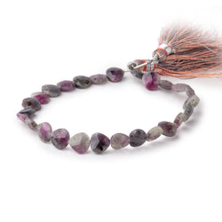7-8mm Ruby in Marble Matrix Straight Drill Faceted Hearts 8 inch 26 Beads (ONLINE ORDER ONLY)