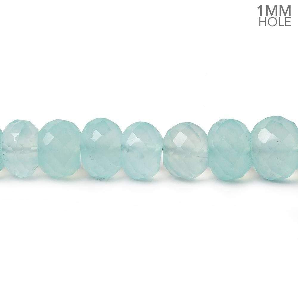 7-9mm Aqua Blue Chalcedony Faceted Rondelles 1mm hole 8 inch 37 Beads (ONLINE ORDER ONLY)