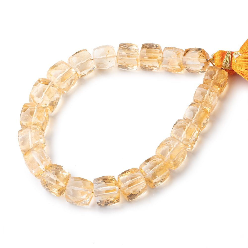 7-9mm Citrine Faceted Cube Beads 7 inch 21 pieces