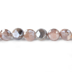 7-9mm Mystic Multi color Moonstone faceted coins 14 inch 36 beads