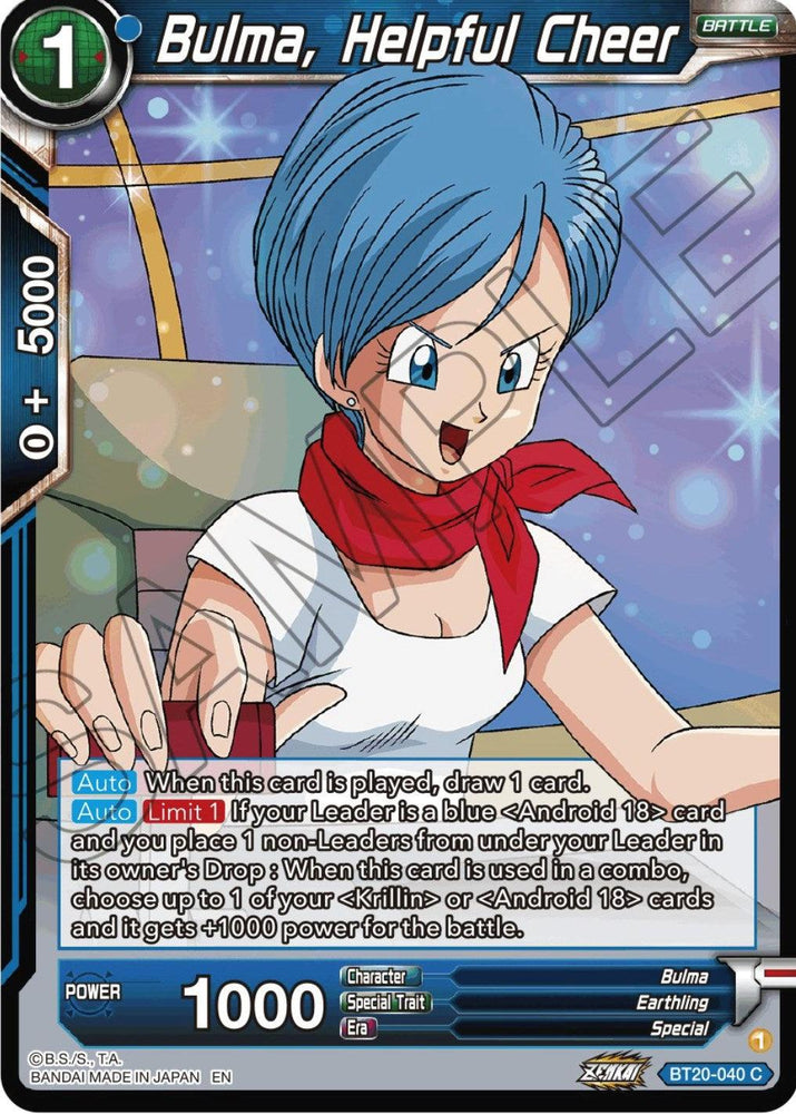 Bulma, Helpful Cheer (BT20-040) [Power Absorbed] (ONLINE ORDER ONLY)