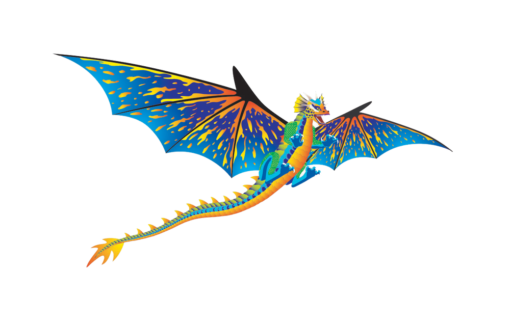 76 Inch (6 Foot) Wingspan 3-D Nylon Blue Dragon Kite (ONLINE ORDER ONLY)