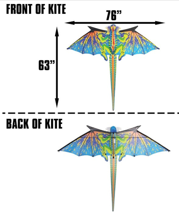 76 Inch Wide SuperSize 3-D Dragon Ripstop Nylon Dragon Kite (ONLINE ORDER ONLY)