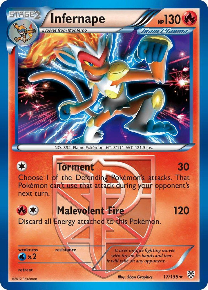 Infernape (17/135) (Theme Deck Exclusive) [Black & White: Plasma Storm] (Online Only)