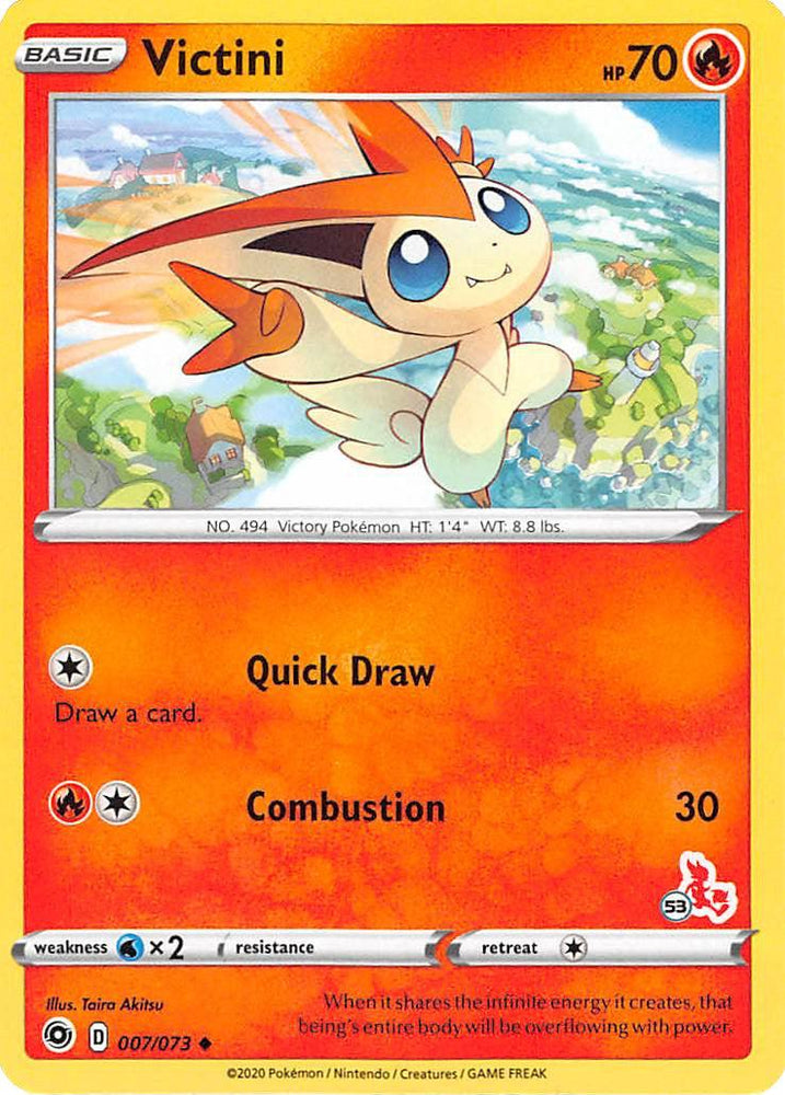 Victini (007/073) (Cinderace Stamp #53) [Battle Academy 2022] (Online Only)