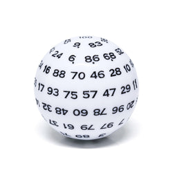 "White" Single 100 Sided Polyhedral Dice (D100) | Solid White Color (45mm) Black (Online Only)