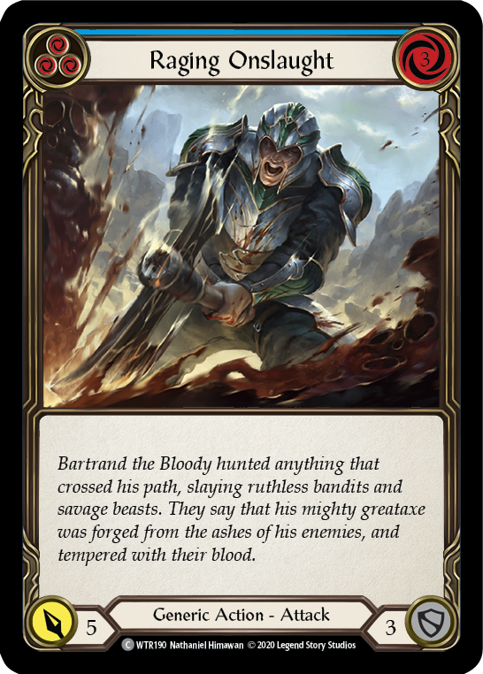 Raging Onslaught (Blue) [U-WTR190] (Welcome to Rathe Unlimited)  Unlimited Rainbow Foil - Anime Imports LLC