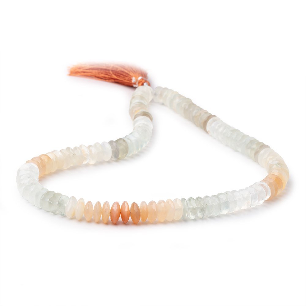 7.5-8mm Multi Color Moonstone German Faceted Rondelles 16 inch 112 Beads (ONLINE ORDER ONLY)