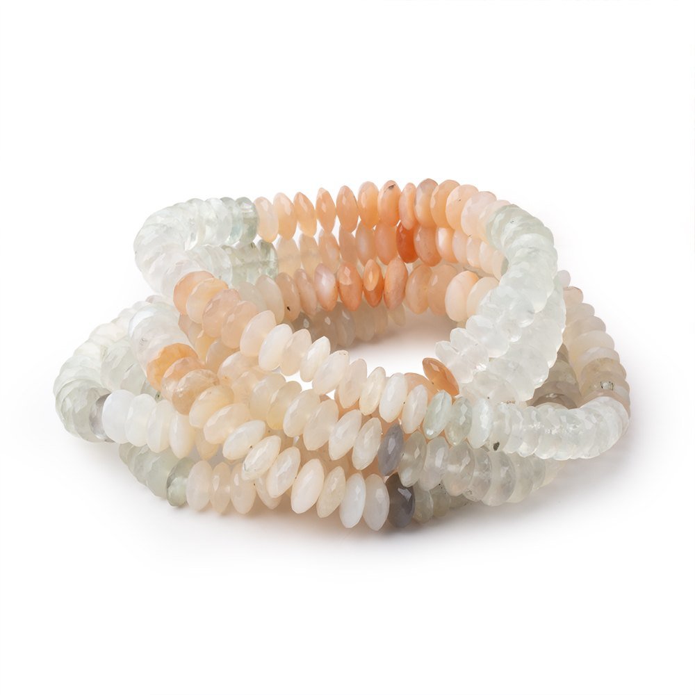 7.5-8mm Multi Color Moonstone German Faceted Rondelles 16 inch 112 Beads (ONLINE ORDER ONLY)