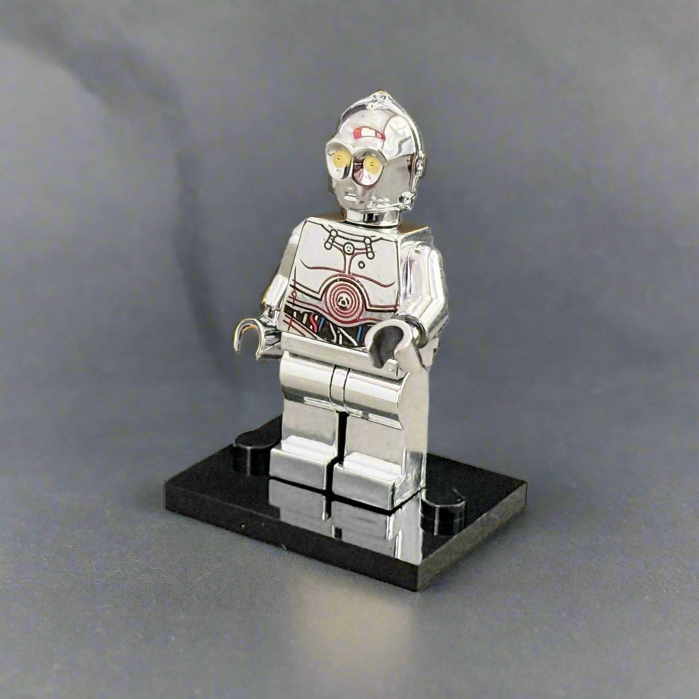 C-3PO Electroplated Silver Chrome – Custom Brick Compatible Minifigure (ONLINE ORDER ONLY)