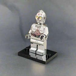 C-3PO Electroplated Silver Chrome – Custom Brick Compatible Minifigure (ONLINE ORDER ONLY)