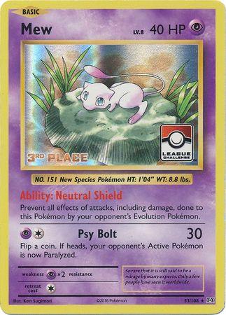 Mew (53/108) (League Promo 3rd Place) [XY: Evolutions] (Online Only)