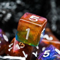 Brown & Blue w/white Galaxy Glitter 7-Dice Set RPG (Online Only)