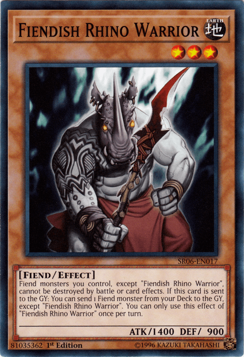 Fiendish Rhino Warrior [SR06-EN017] Common (ONLINE ORDER ONLY)