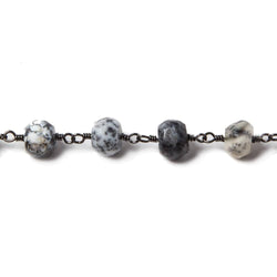 7.5mm Dendritic Opal facet rondelle Black Gold plated Chain by the foot 27pcs