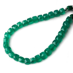 8mm Green Onyx Faceted Cube Beads, 9 inch strand 29pcs/str (ONLINE ORDER ONLY)