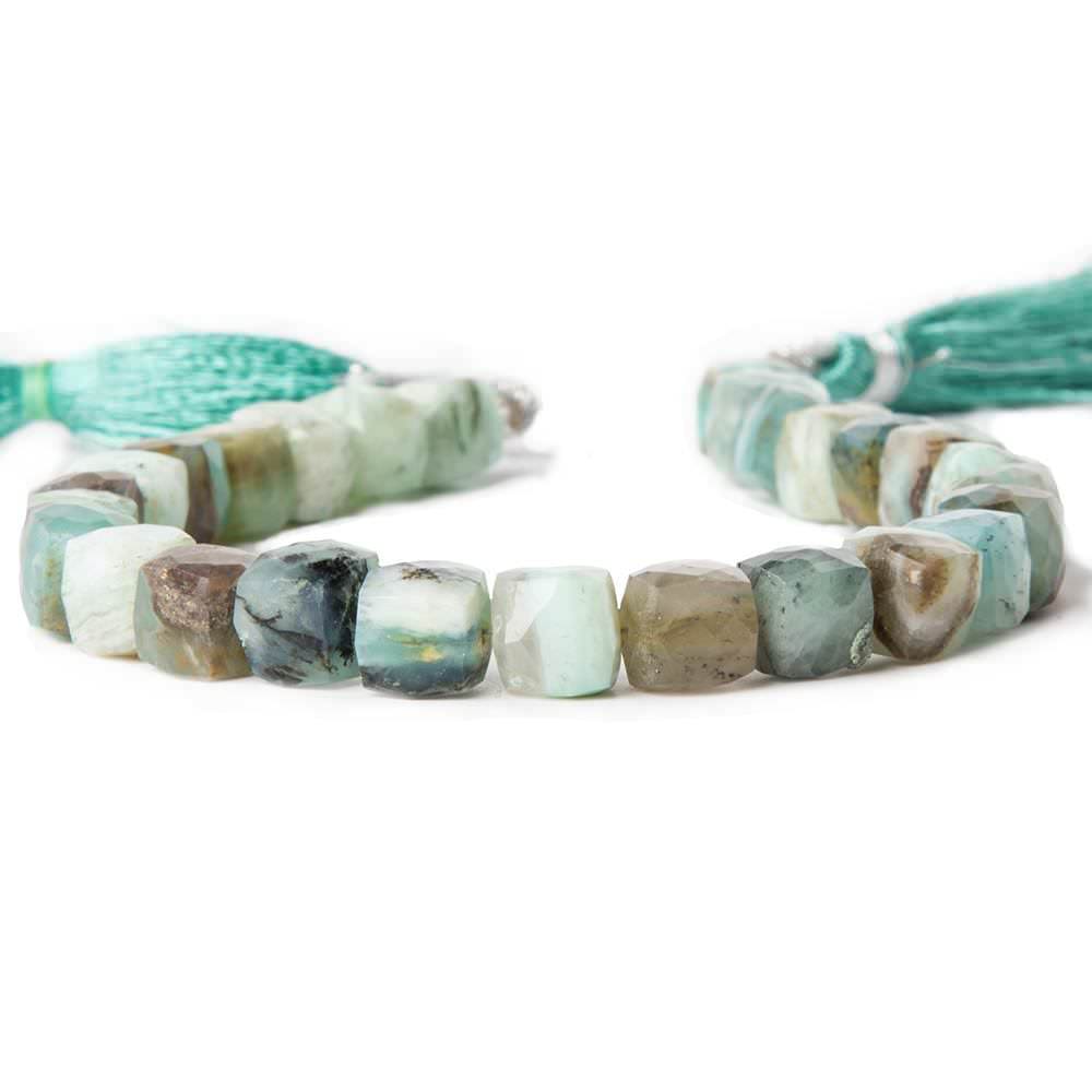 7.5mm Peruvian Blue Opal faceted cube Beads 8 inch 27 pieces (ONLINE ORDER ONLY)