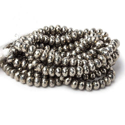 7.5mm White Pyrite faceted rondelle beads 15 inch 74 pieces AAA