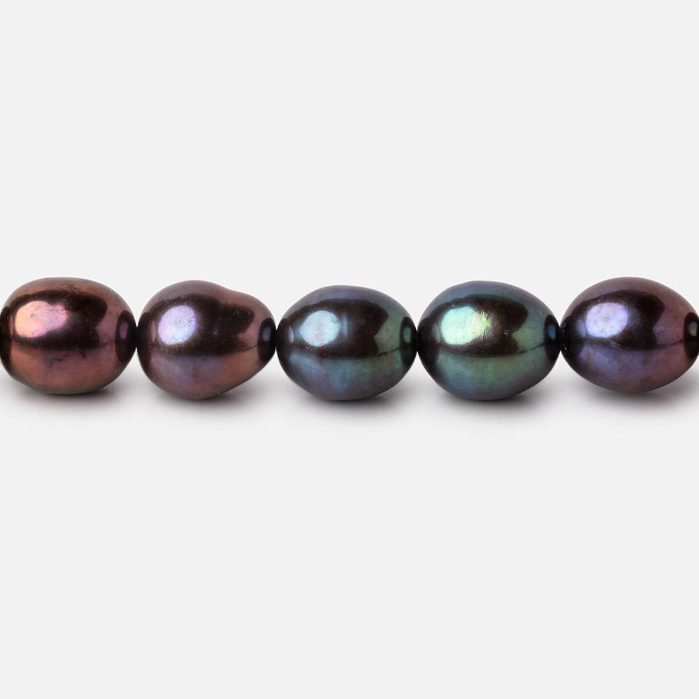 7.5x7-8x7.5mm TriColor Peacock Straight Drill Oval Freshwater Pearl 50 pcs (ONLINE ORDER ONLY)