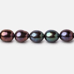 7.5x7-8x7.5mm TriColor Peacock Straight Drill Oval Freshwater Pearl 50 pcs (ONLINE ORDER ONLY)