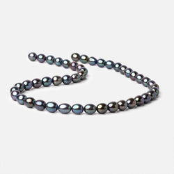 7.5x7-8x7.5mm TriColor Peacock Straight Drill Oval Freshwater Pearl 50 pcs (ONLINE ORDER ONLY)