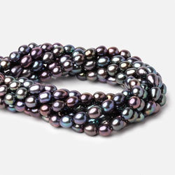 7.5x7-8x7.5mm TriColor Peacock Straight Drill Oval Freshwater Pearl 50 pcs (ONLINE ORDER ONLY)