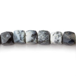 7.5x7.5-8x8mm Dendritic Opal faceted cube beads 8 inch 25 pieces AA