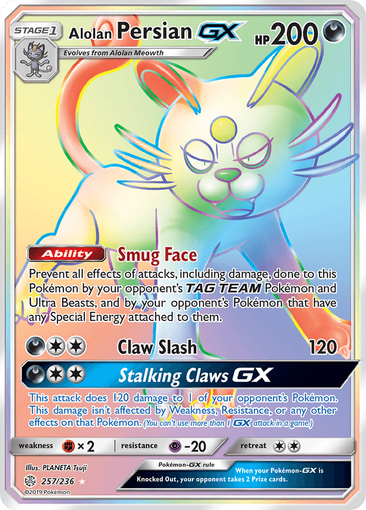 Alolan Persian GX (257/236) [Sun & Moon: Cosmic Eclipse] (Online Only)
