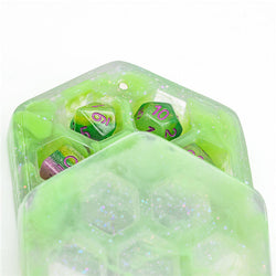 Resin Hexagon Box for Dnd Dice Case (Glitter Green） (Online Only)