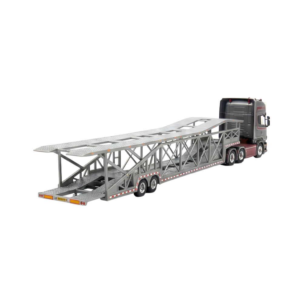 Flame Scania Car Carrier Transport Truck Grey Red 1:64 - Limited to 299 Pcs