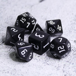 Economy Black Dice (White font) 7-Dice Set RPG DND (Online Only)