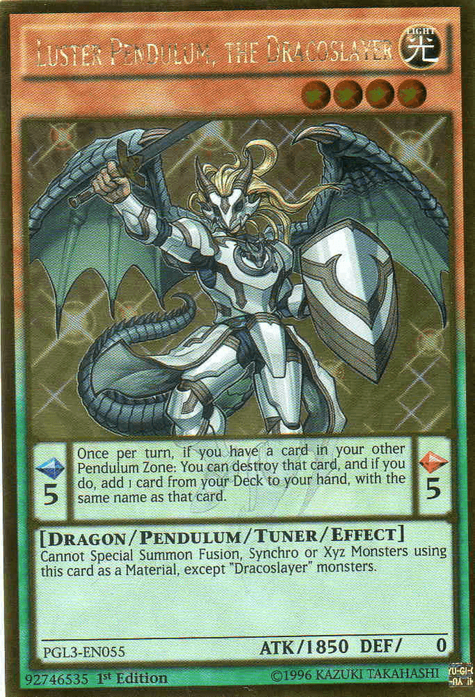 Luster Pendulum, the Dracoslayer [PGL3-EN055] Gold Rare (ONLINE ORDER ONLY)