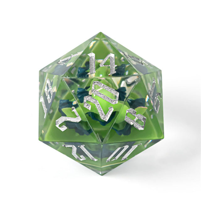 Green Goblin Sharp Resin d20 Dice 33mm DND Goblin Click Clack (Online Only)