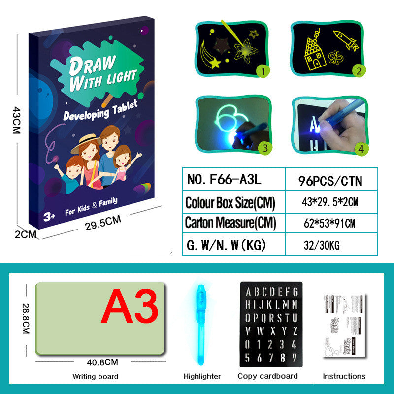 Toy Drawing Pad 3D Magic 8 Light Effects Puzzle Board Sketchpad (ONLINE ORDER ONLY)
