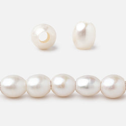 7x8mm Off White Oval 2.5mm Drill Hole Freshwater Pearls 53 pieces