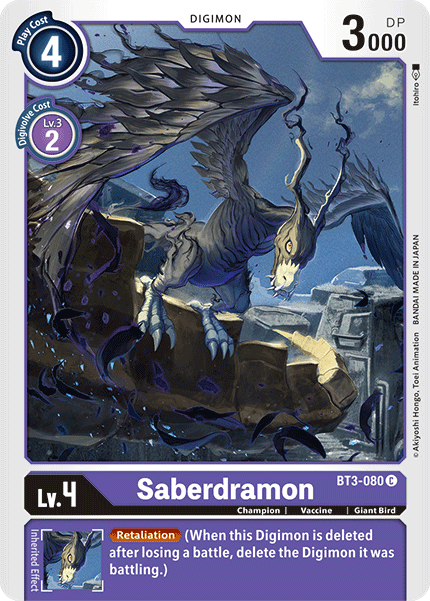Saberdramon [BT3-080] [Release Special Booster Ver.1.5] (ONLINE ORDER ONLY)