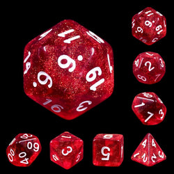 Rabbit's Eye (Red) with White Numbering 7-Dice Set RPG (Online Only)