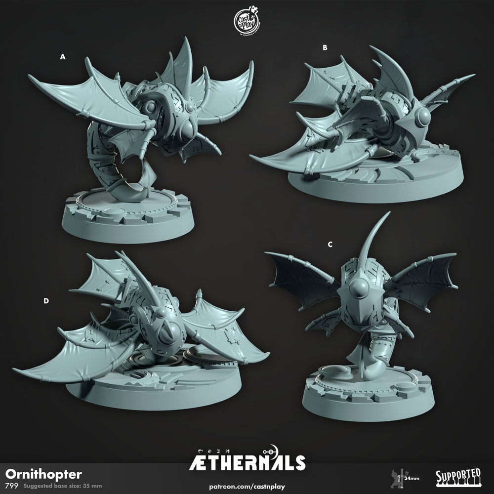 3D Printed Cast n Play Ornithopter Aethernals Collection 28mm 32mm D&D (Online Only)