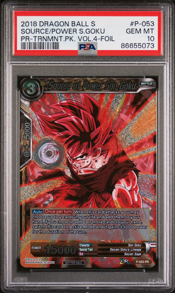 2018 DRAGON BALL SUPER SOURCE/POWER S.GOKU #P-053 - PSA 10 (Online Order Only)