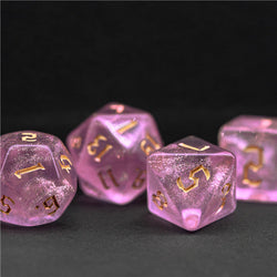 Pink Glitter Party Glitter Dice (Goldfont) 7-Dice Set RPG DND (Online Only)