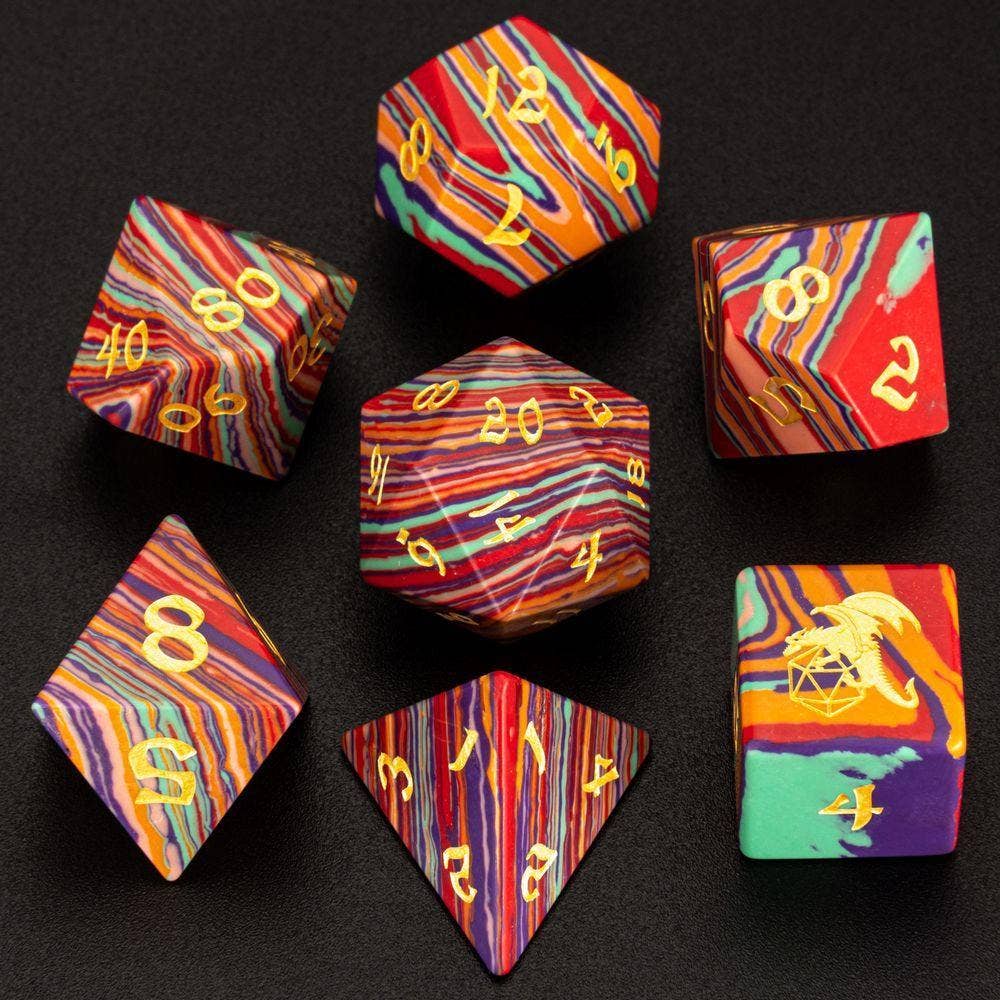 Synthetic Rainbow Stone Dice Set (ONLINE ORDER ONLY)