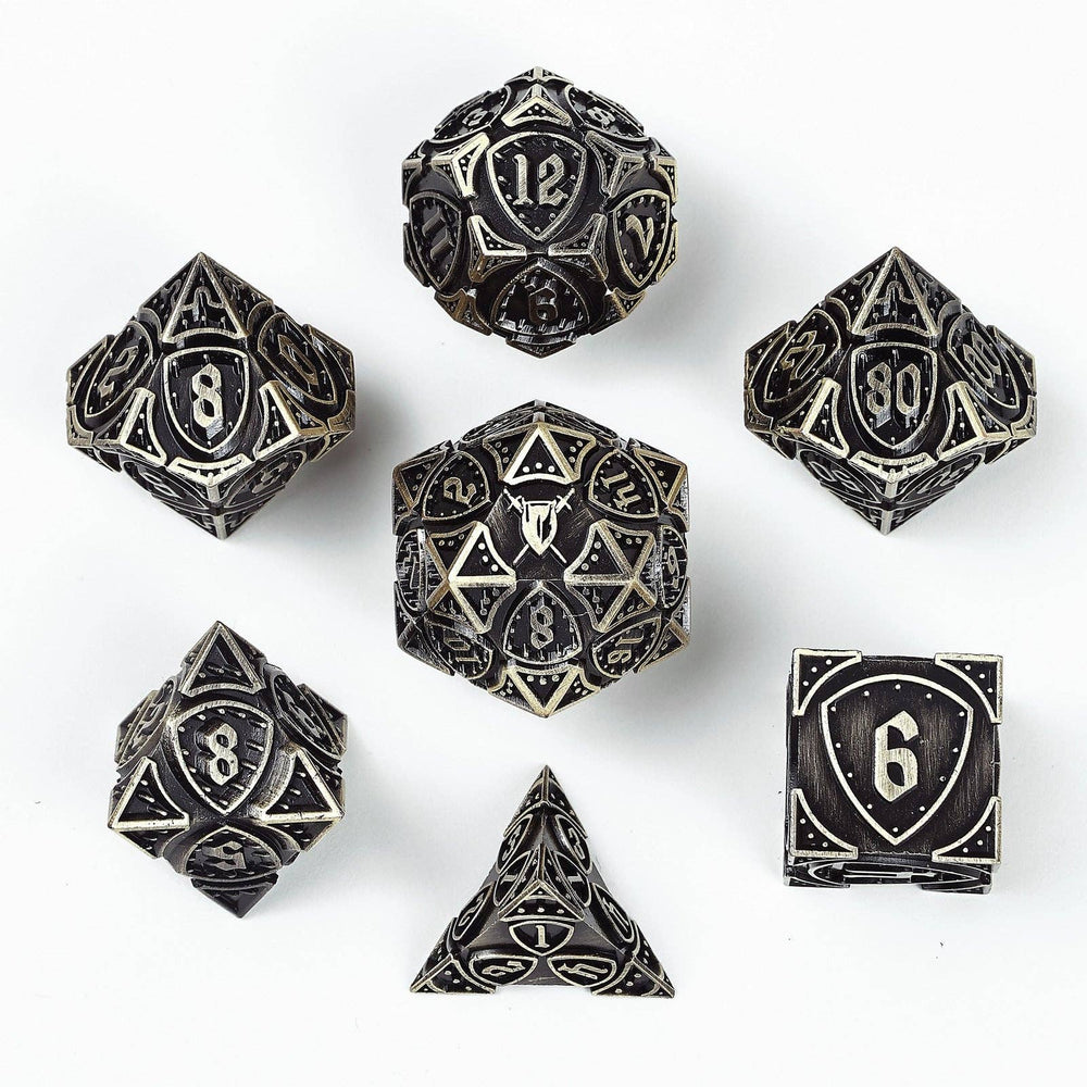 Solid Metal Fighter Class RPG Dice Set - Ancient Bronze (ONLINE ORDER ONLY)