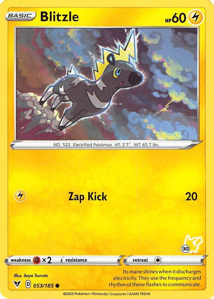 Blitzle (053/185) (Pikachu Stamp #30) [Battle Academy 2022] (Online Only)