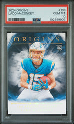 Graded 2024 Panini Origins Ladd McConkey #139 Rookie RC Football Card PSA 10 Gem Mint (ONLINE ORDER ONLY)