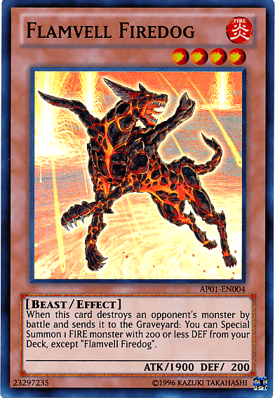 Flamvell Firedog [AP01-EN004] Super Rare (ONLINE ORDER ONLY)
