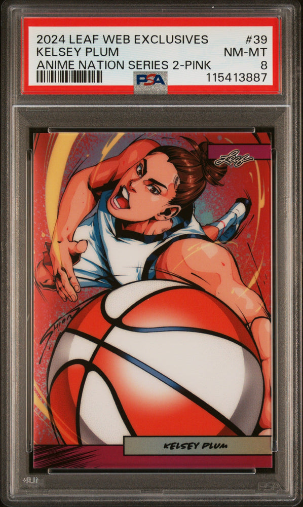 Graded 2024 Leaf Web Exclusives Kelsey Plum #39 Anime Nation Series 2 Pink /10 Basketball Card PSA 8 Near Mint (ONLINE ORDER ONLY)